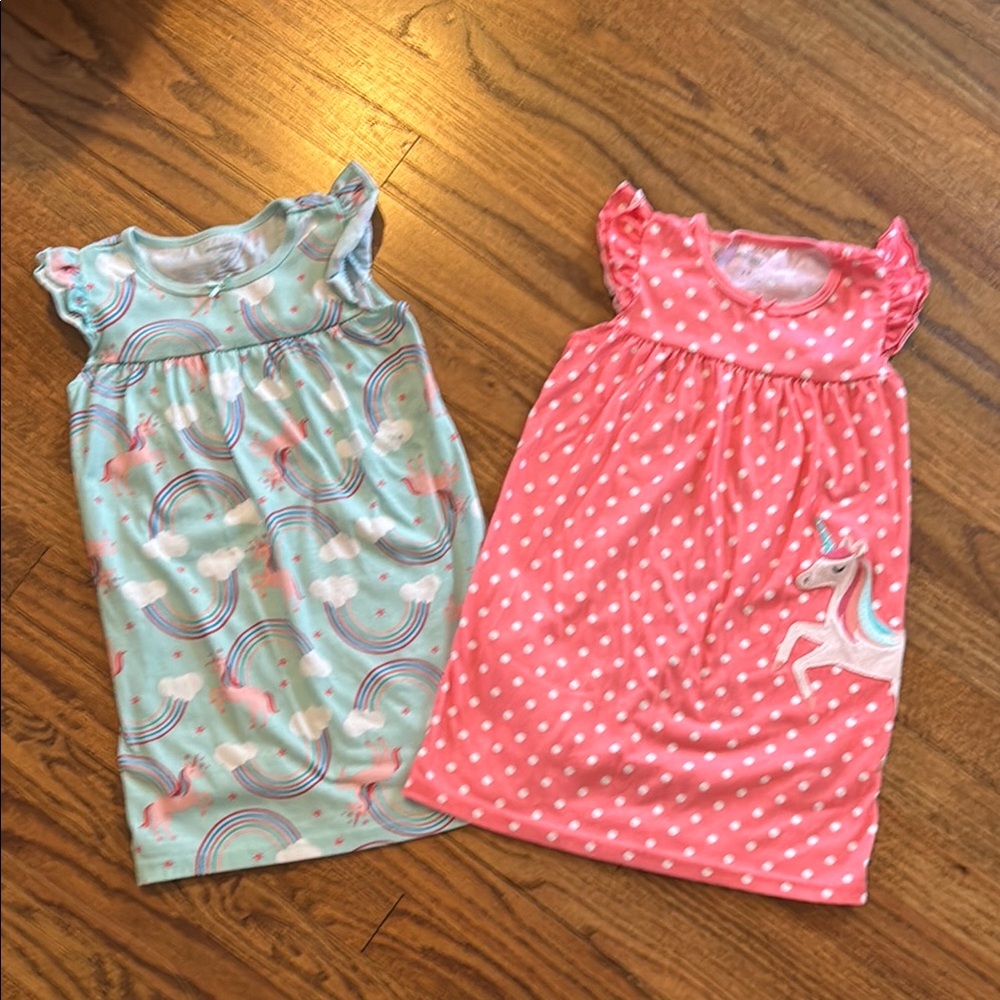 Girls' Unicorn and Rainbow Dresses Set